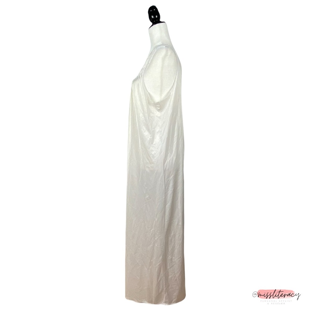 Vintage French Maid Silky Satin Chemise Slip Night Dress in Champagne Cream XXL - Picture 9 of 14